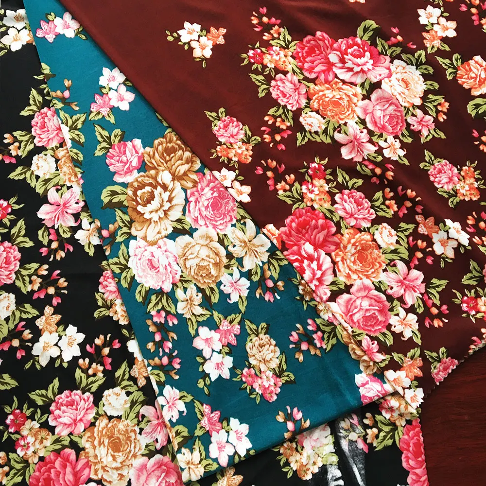 New designs printing ITY polyester 4 ways spandex fabric for lady