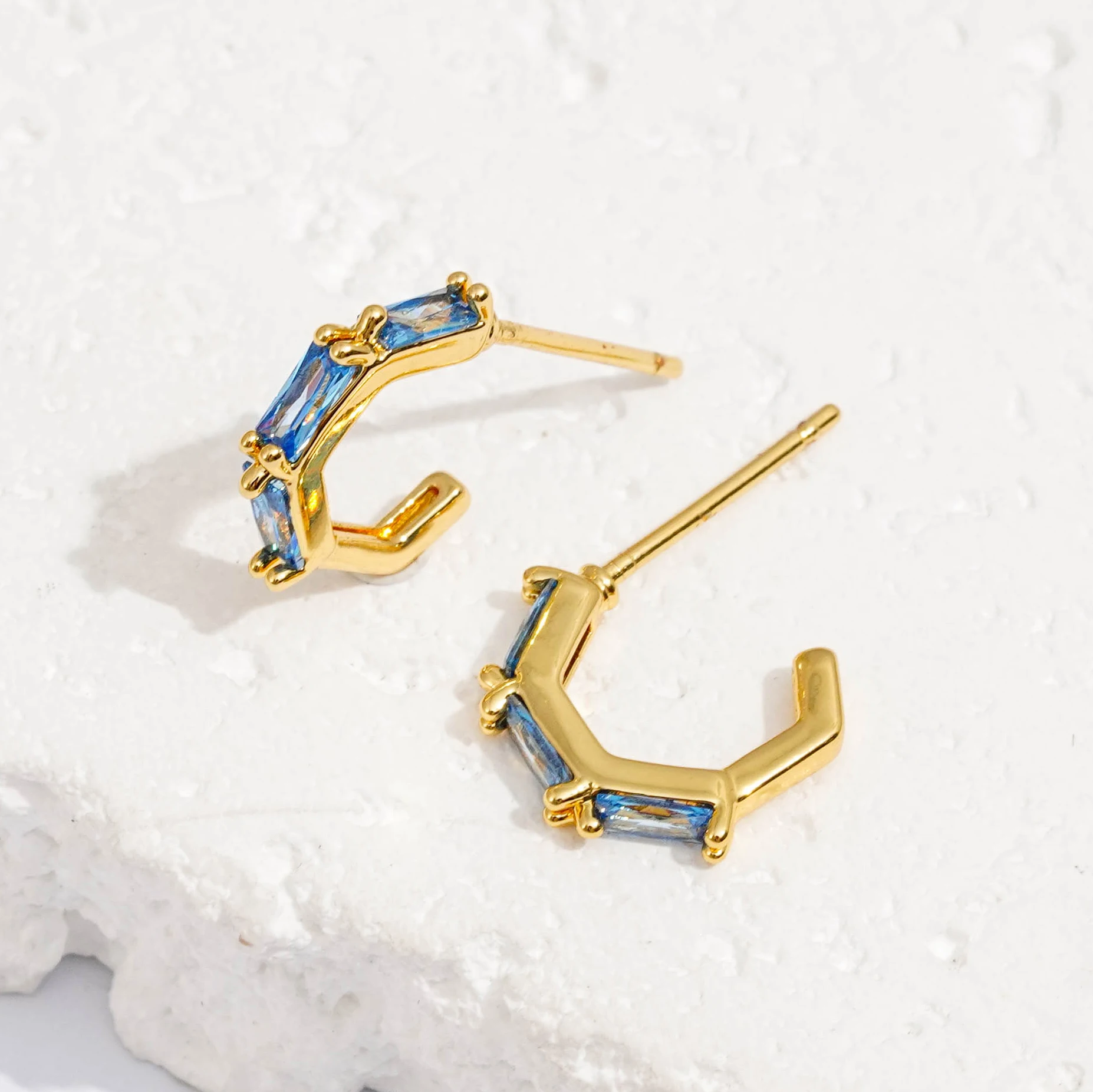 New 14K Gold Plated Huggie Earring Tarnish Free Cubic Zircon Small Hoop Earrings for Women Jewelry