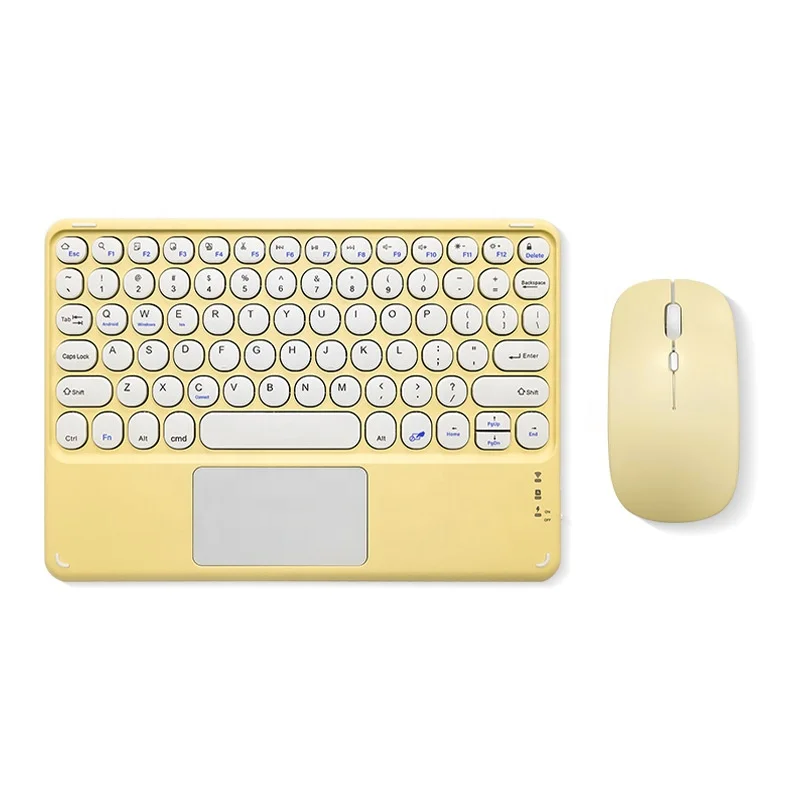 For 2024 iPad Keyboard and Mouse Combo, Wireless Bluetooth touchpad Keyboard for Xiaomi Samsung Huawei Tablets with round keys