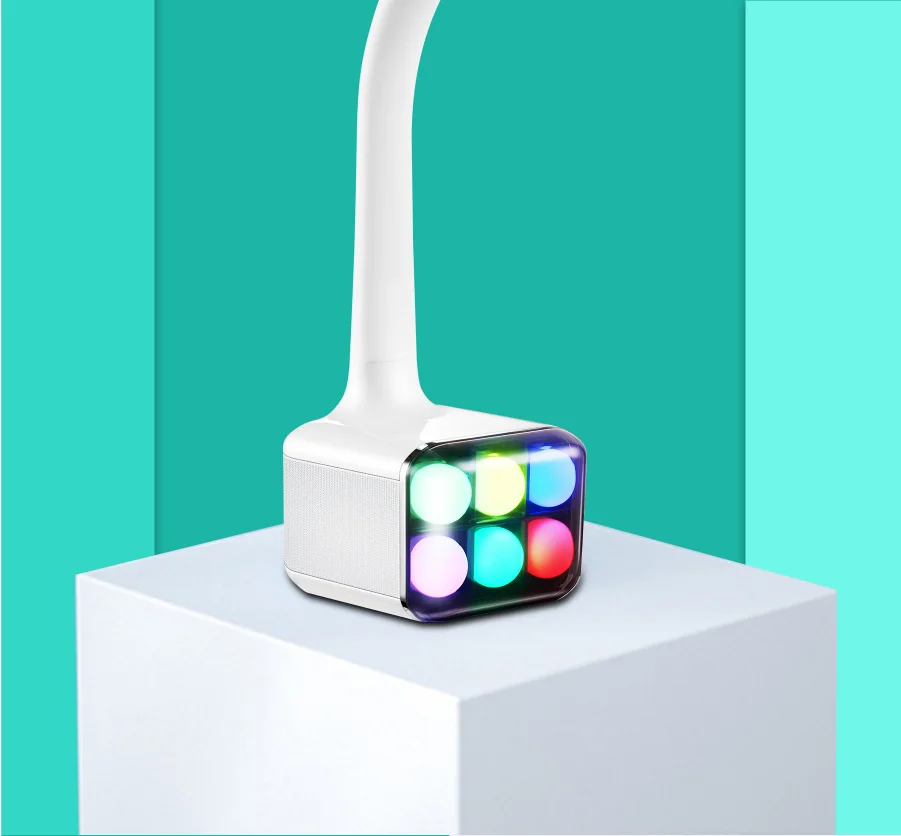 Smart New Design 5 Grade Brightness LED Table Reading Lamp With Colorful Atmosphere Light BT Speaker For Study Work Student Kid