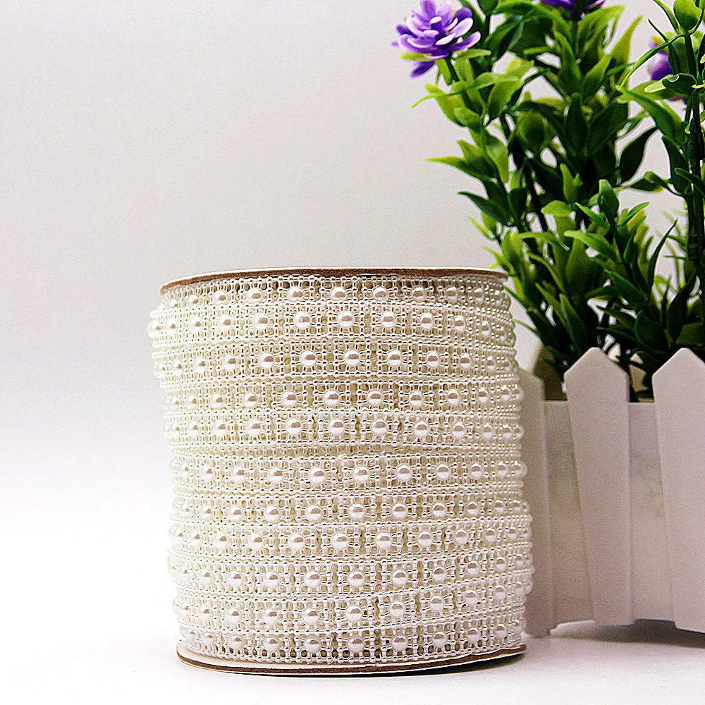 Stock wholesale 10mm square meter zigzag four corner plum blossom thread pearl bead chain handmade DIY bead roll