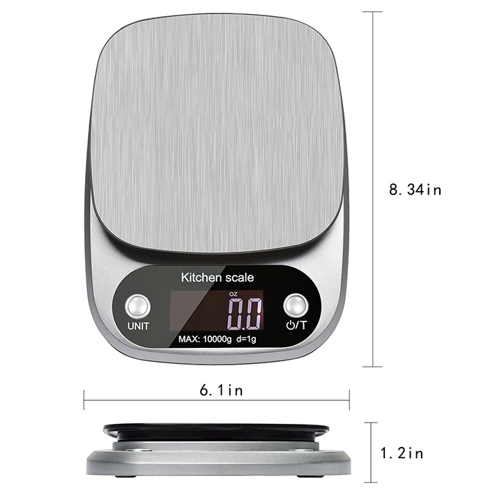 J&R Fast Shipping Promotion Electronic 11lb 5kg/0.1g Digital Measuring Grams Stainless Steel Platform Kitchen Food Scale
