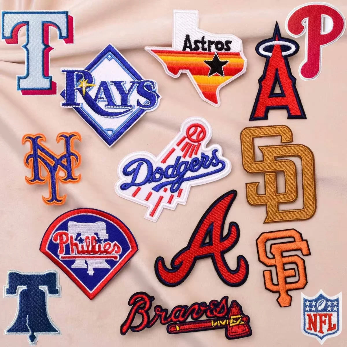 Baseball Team Logo Embroidered Cloth Heat Press Patches Back Adhesive Sports Iron Patch American Baseball Team emblem