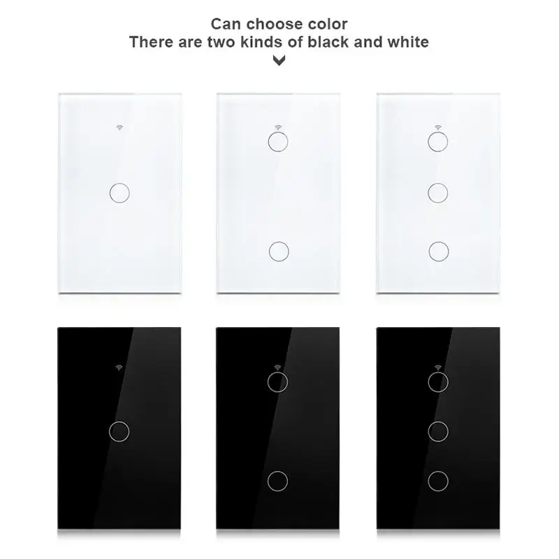 US Standard 1/2/3/4 Gang Smart Home Wifi Switches Wireless Tuya App Glass Panel Touch Screen Wall Light Smart Switch