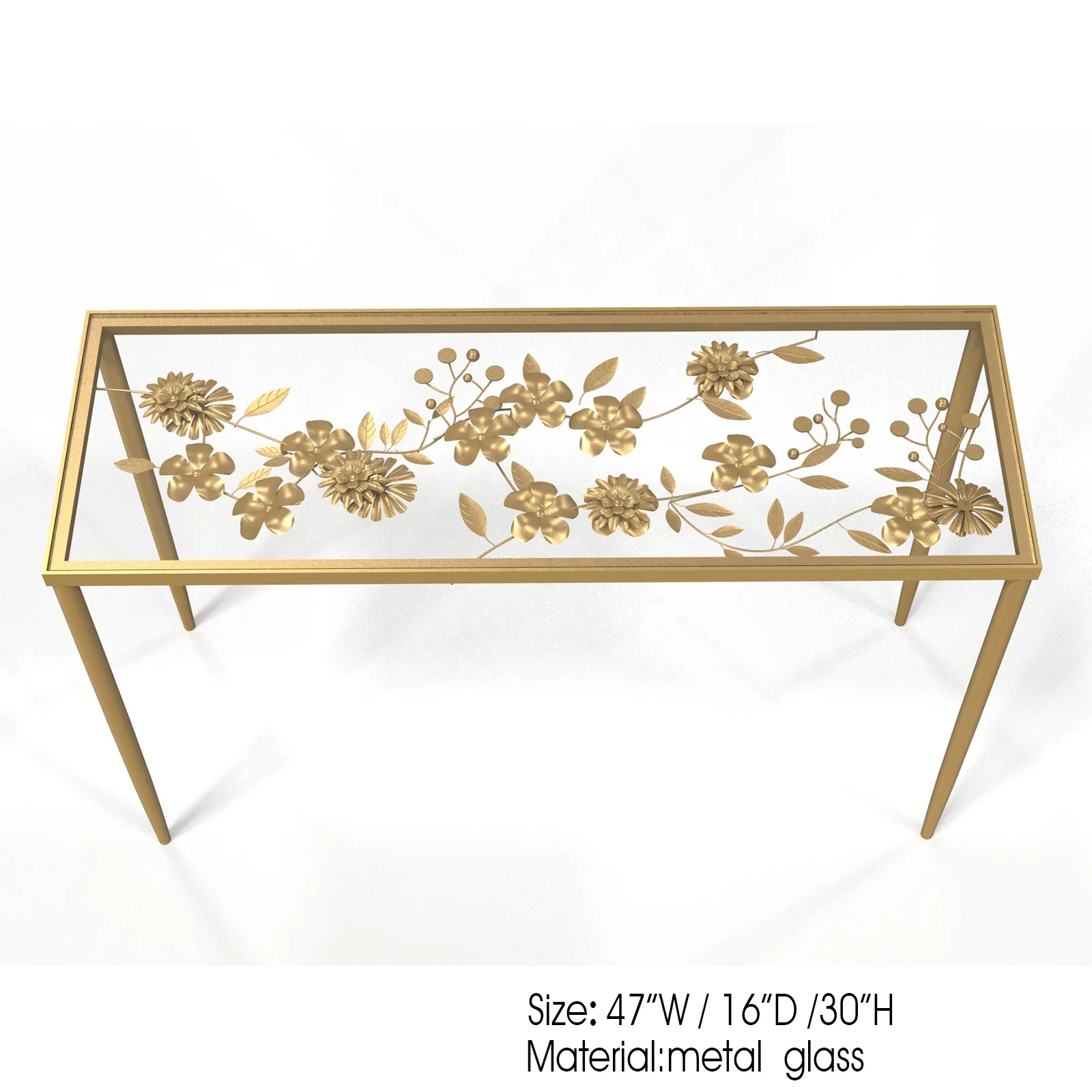Mayco Manufacturer Elegant Steel Tempered Glass Top Console Tables