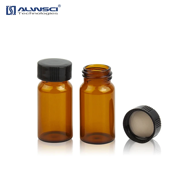 Alwsci 20 мл флакон из янтарного стекла закрытый черный PP крышка 27,5x57мм