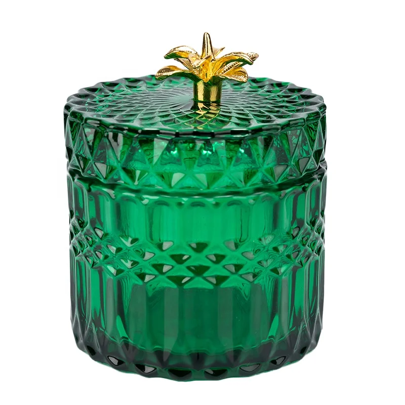 EAGLEGIFTS Wholesale Luxury Modern Unique Crystal Storage Bottles Candle Holder Round Bottom Shape Clear Glass Jars with Lids