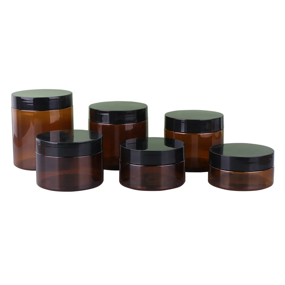 Wholesale Cosmetic Packaging Bottle  Instock 50/80/100/120/150/180/250ml Round Clear PET Cosmetic Body Face Cream Jar