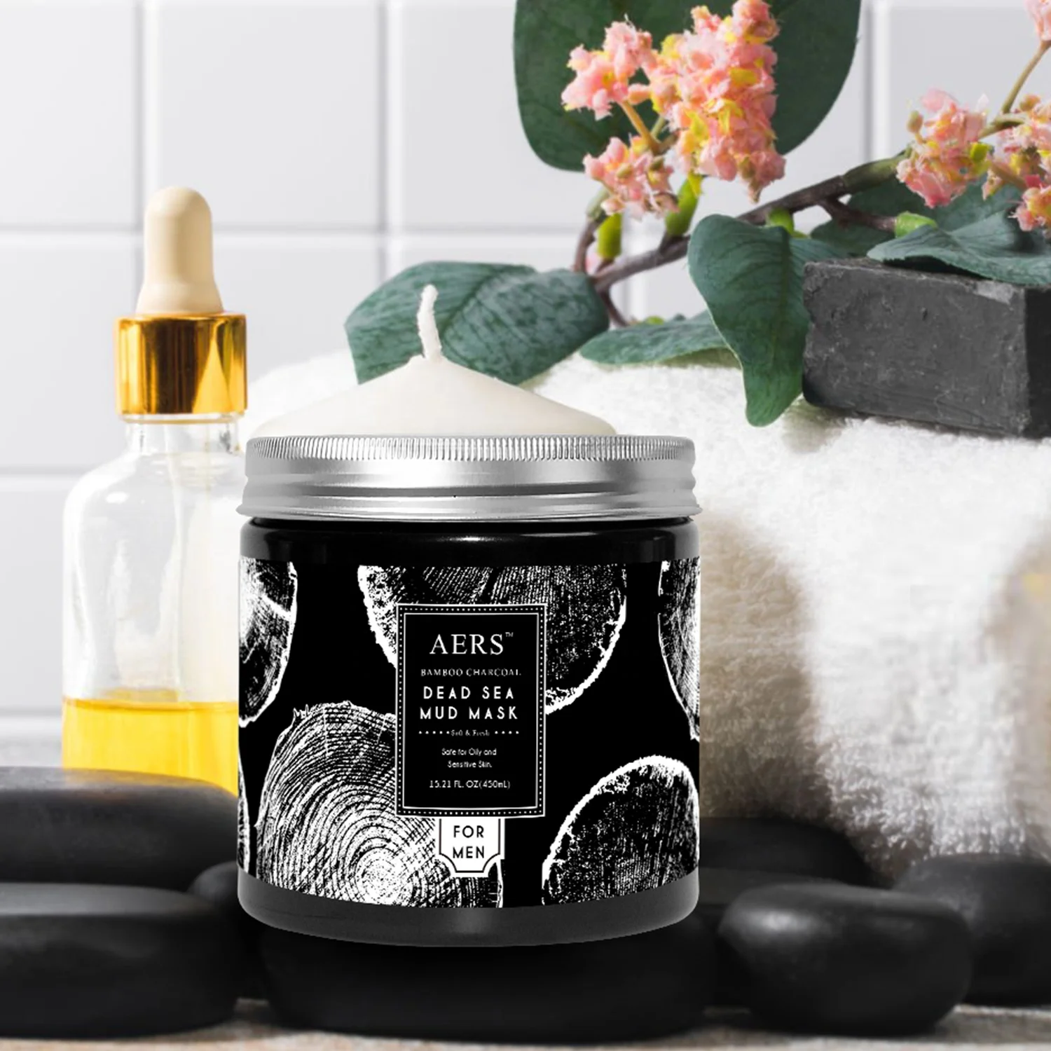 Customizable Dead Sea Mud Mask 450ml - Black Theme, Professional Design Services, MOQ 1000