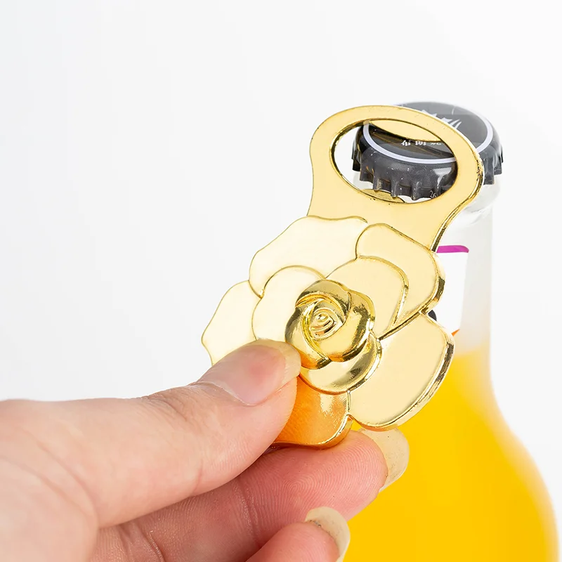 Guests Wedding Souvenirs Party Supplies Gold Rose Flower Beer Bottle Opener Wedding Favors Gifts A116