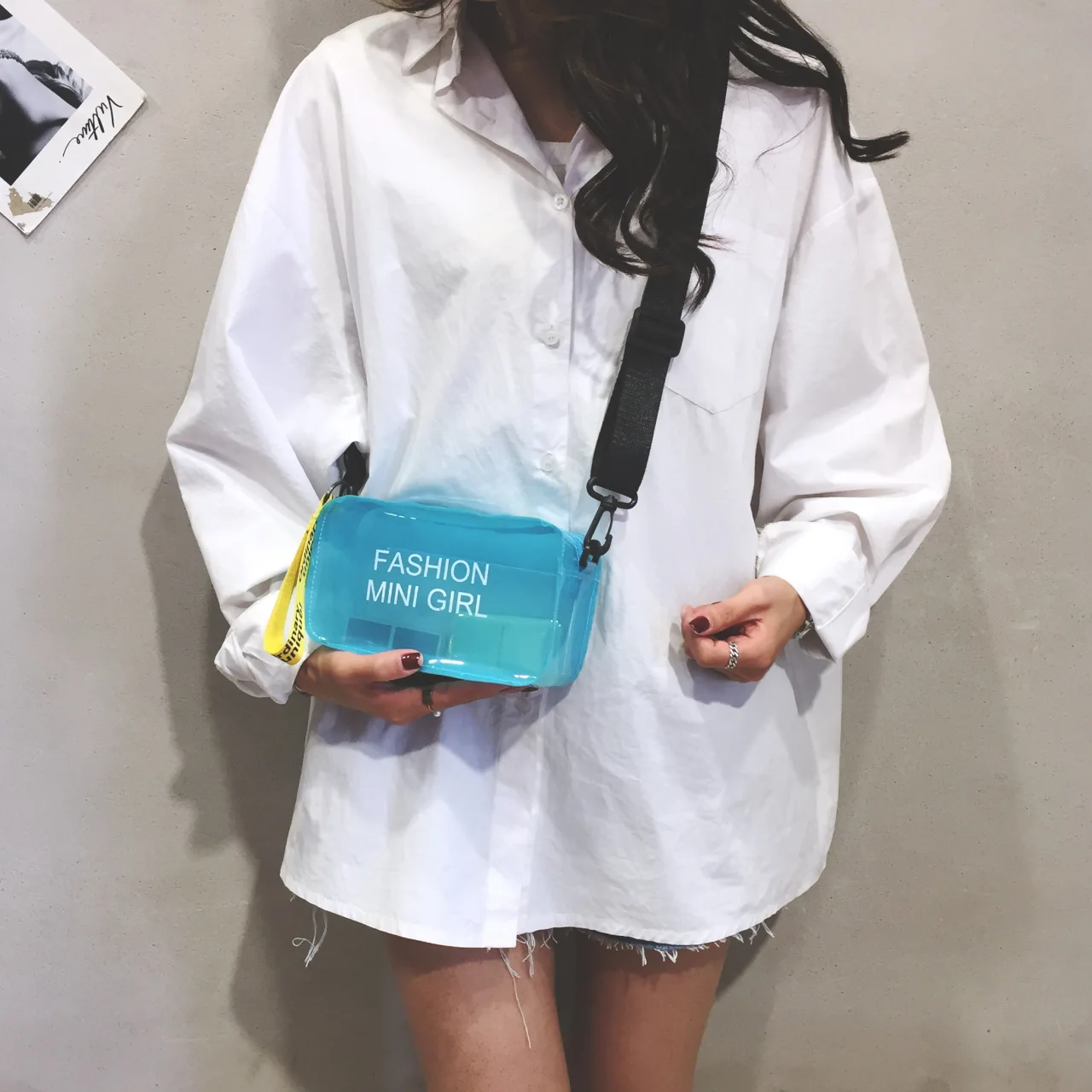 2024 Custom Fashion Transparent PVC Handbags Clear Jelly Purse Letter Printed Mini Shoulder Messenger Bag for  Women