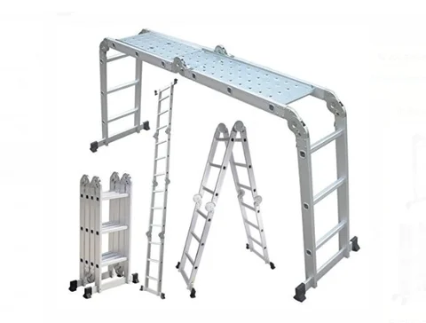 4X3 steps aluminum multipurpose ladder with steel plate and side platform