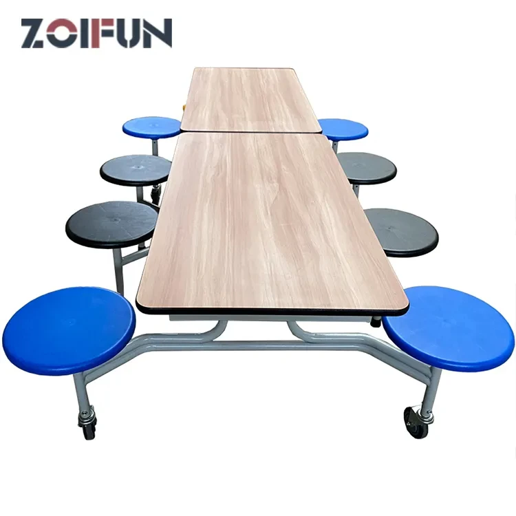 8 Seat Set Modern Folding Dining Table School Cafeteria Furniture Table