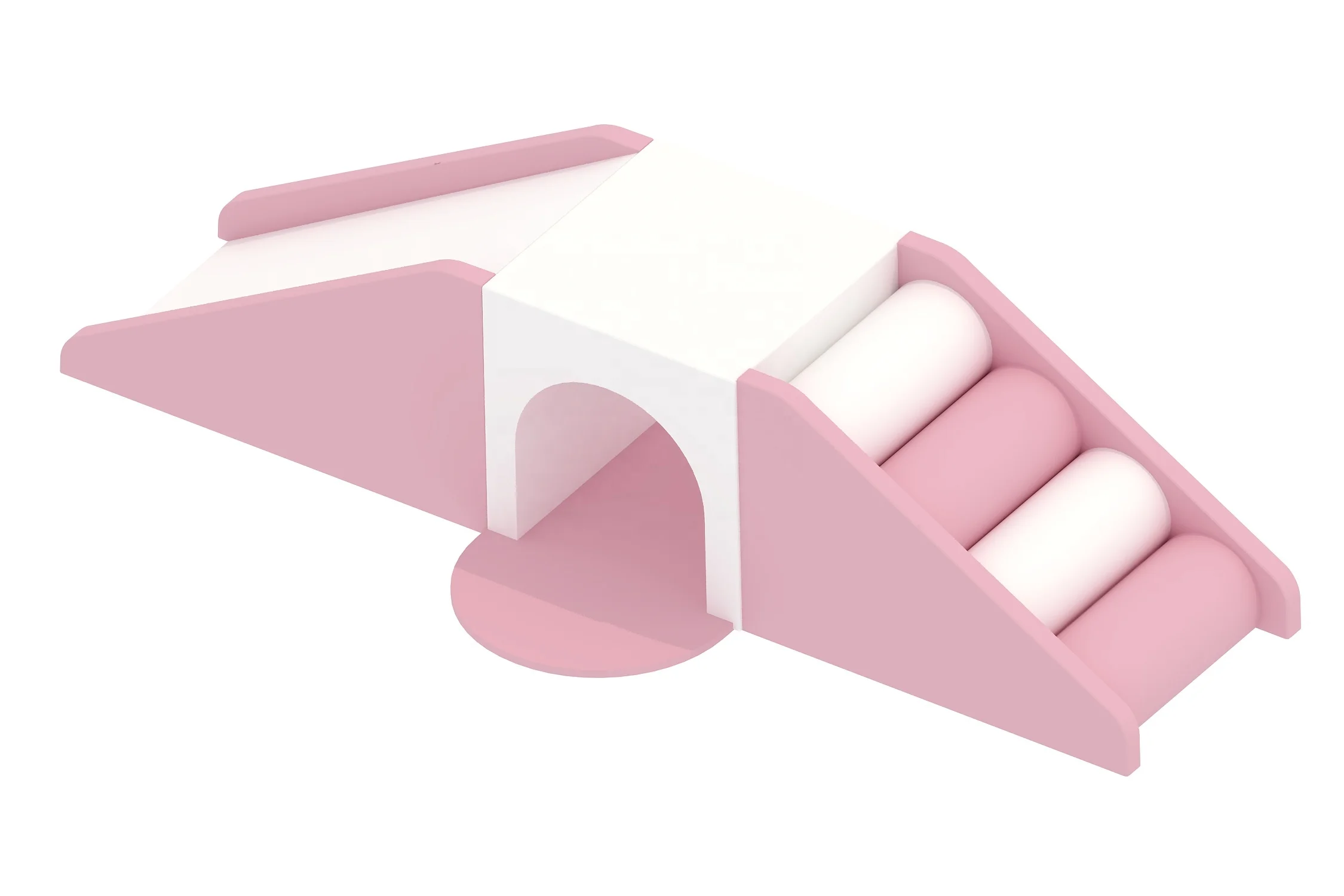Kids playground pink and white portable soft play equipment