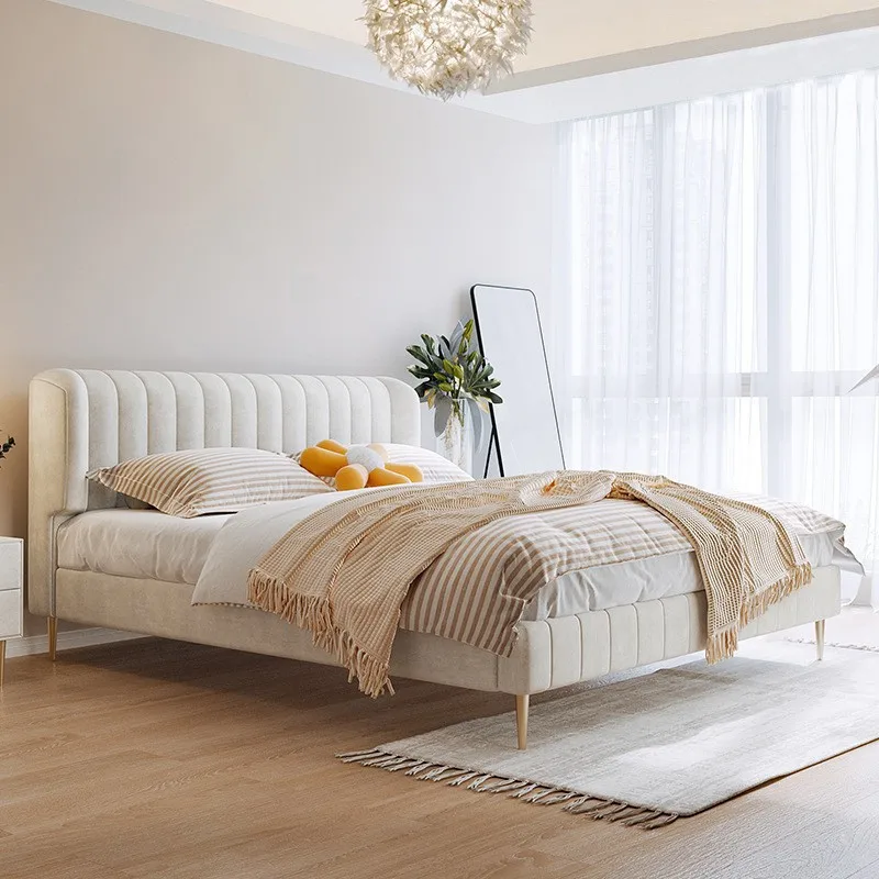 Luxury Hotel Velvet Fabric Double Full King Queen Size Upholstered Bed Frame