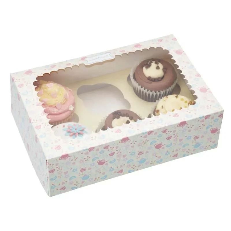 custom cupcake box mooncake with clear window packaging box