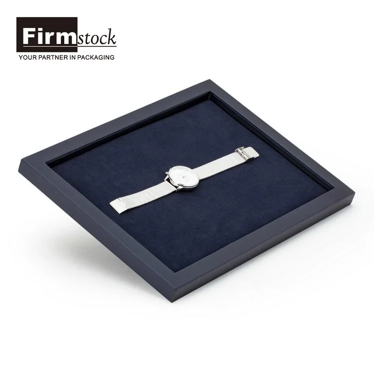 Custom Color Wooden Showcase Luxury Jewellery Plate Ring Velvet Trays Wood Earring Jewelry Display Tray