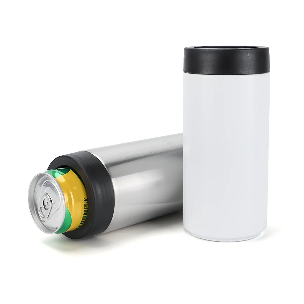 Custom logo keep cold double wall stainless steel insulated 12oz skinny can cooler