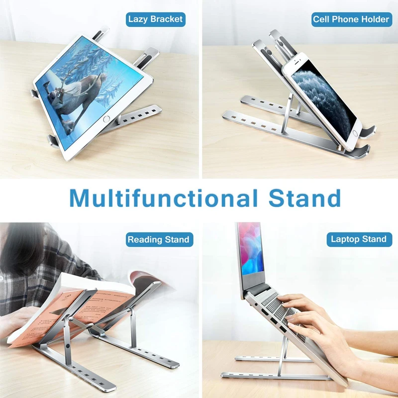 Height Adjustable Laptop Stand for Desk with Silicone Anti Slip Pad Suporte para Notebook Heat Dissipation Tablet PC Stand