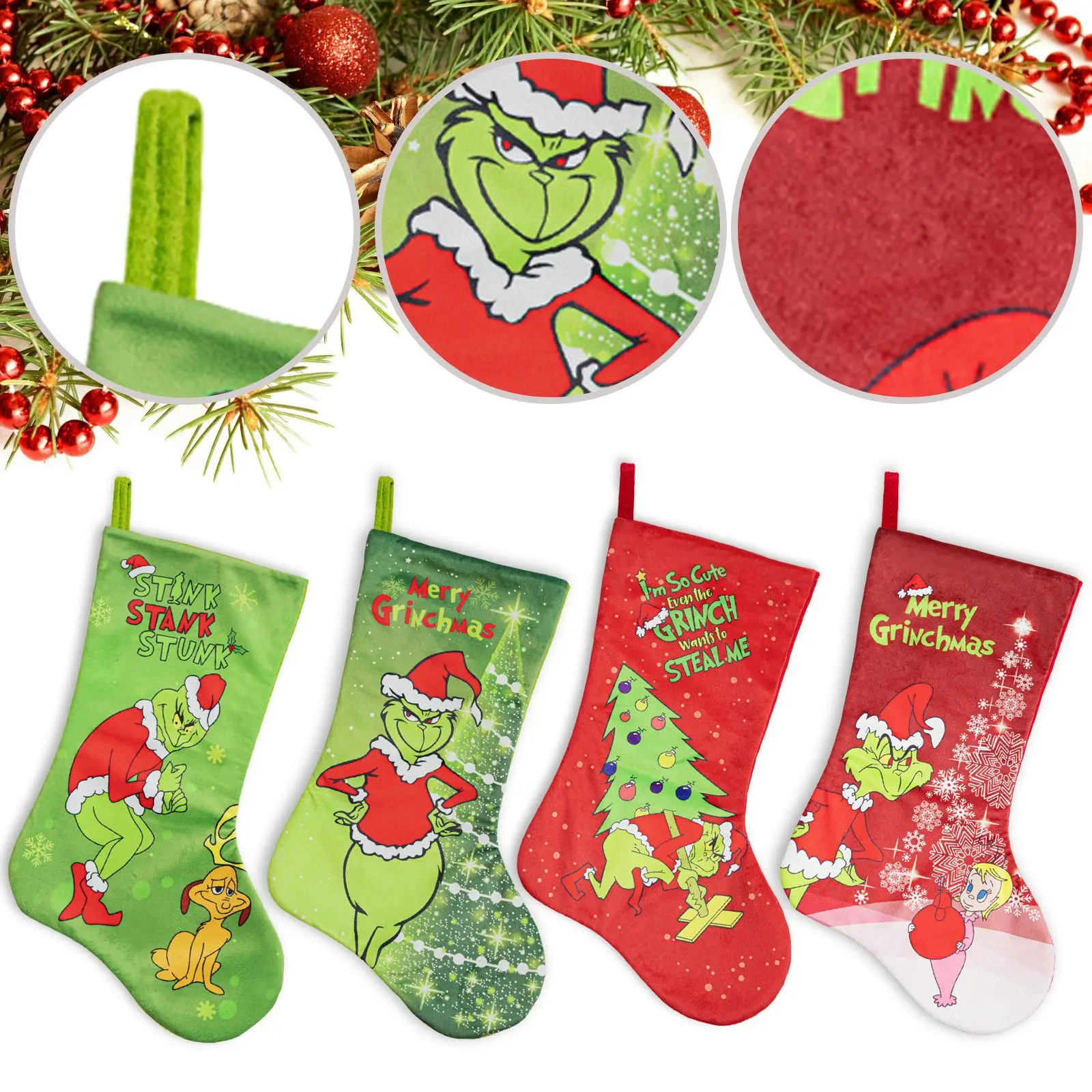 Новинка 2025 рождественские конфеты и подарок носочки плюшевая сумка Декор Grinch-chi Green Festival Рождественская Подарочная для детей