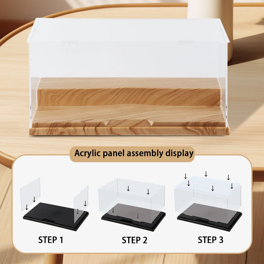 SL wood grain Personalized Assemble Acrylic Figures Showcase for Mini Bricks Car Collection Action Building Blocks storage