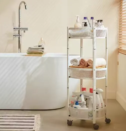 3-layer metal storage quality protection food handcart kitchen vegetable handcart foldable food handcart