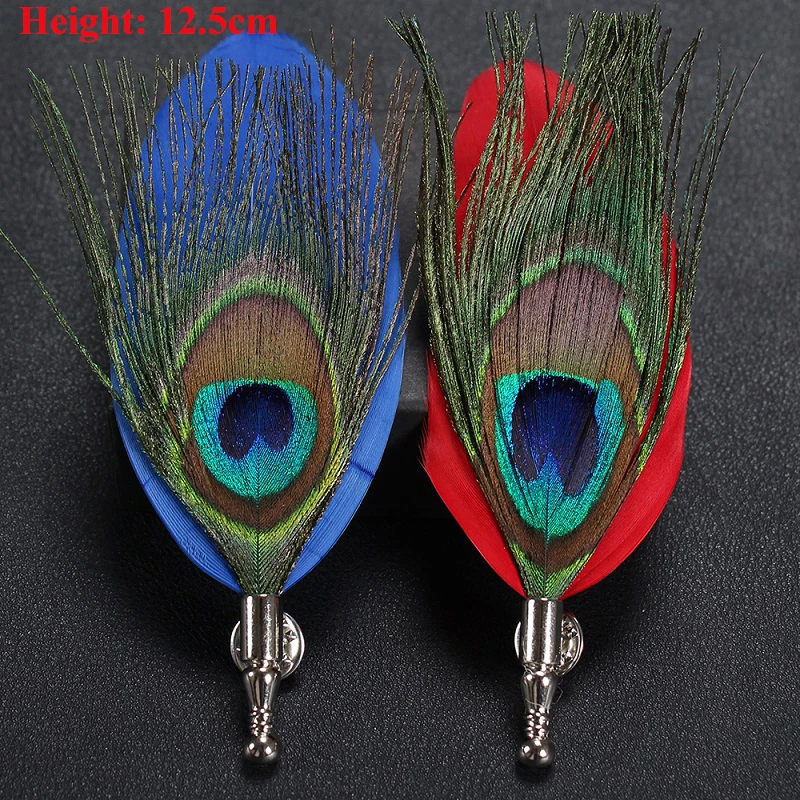 Handmade Men Women Novelty Brooches Dress Suit Accessories Gift Brooch Feather Lapel Pin