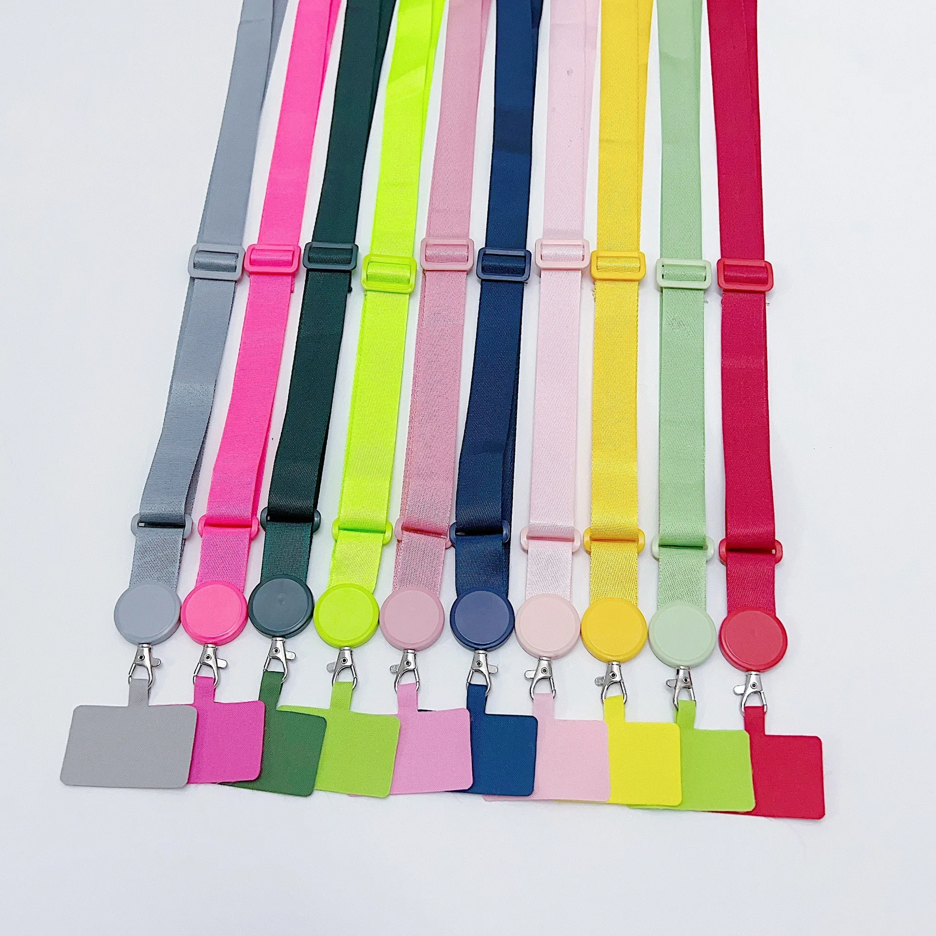 Fashion Adjustable Nylon Cell Phone Neck Strap Lanyard Crossbody Mobil Phone Strap Holder With Phone Case Patch