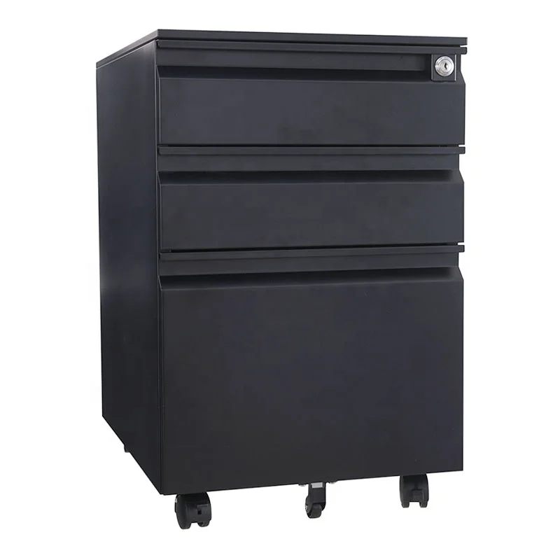 Advanced modern multifunctional three drawer gooseneck metal storage mobile cabinet