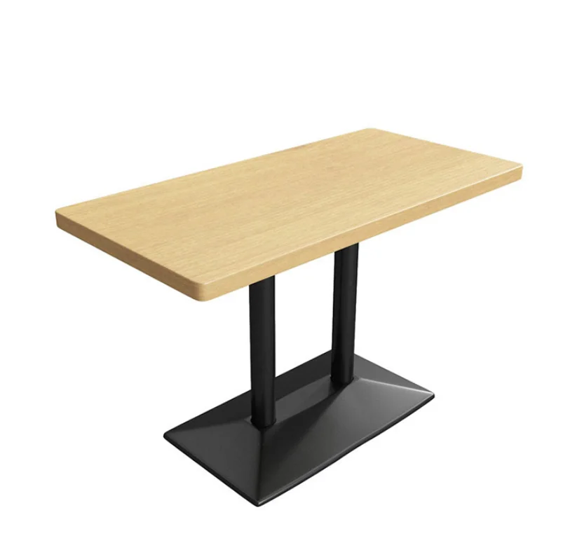 Customized Size Restaurant Solid Wood Booth Tables Coffee Shop Fast Food Metal Base Dining Table