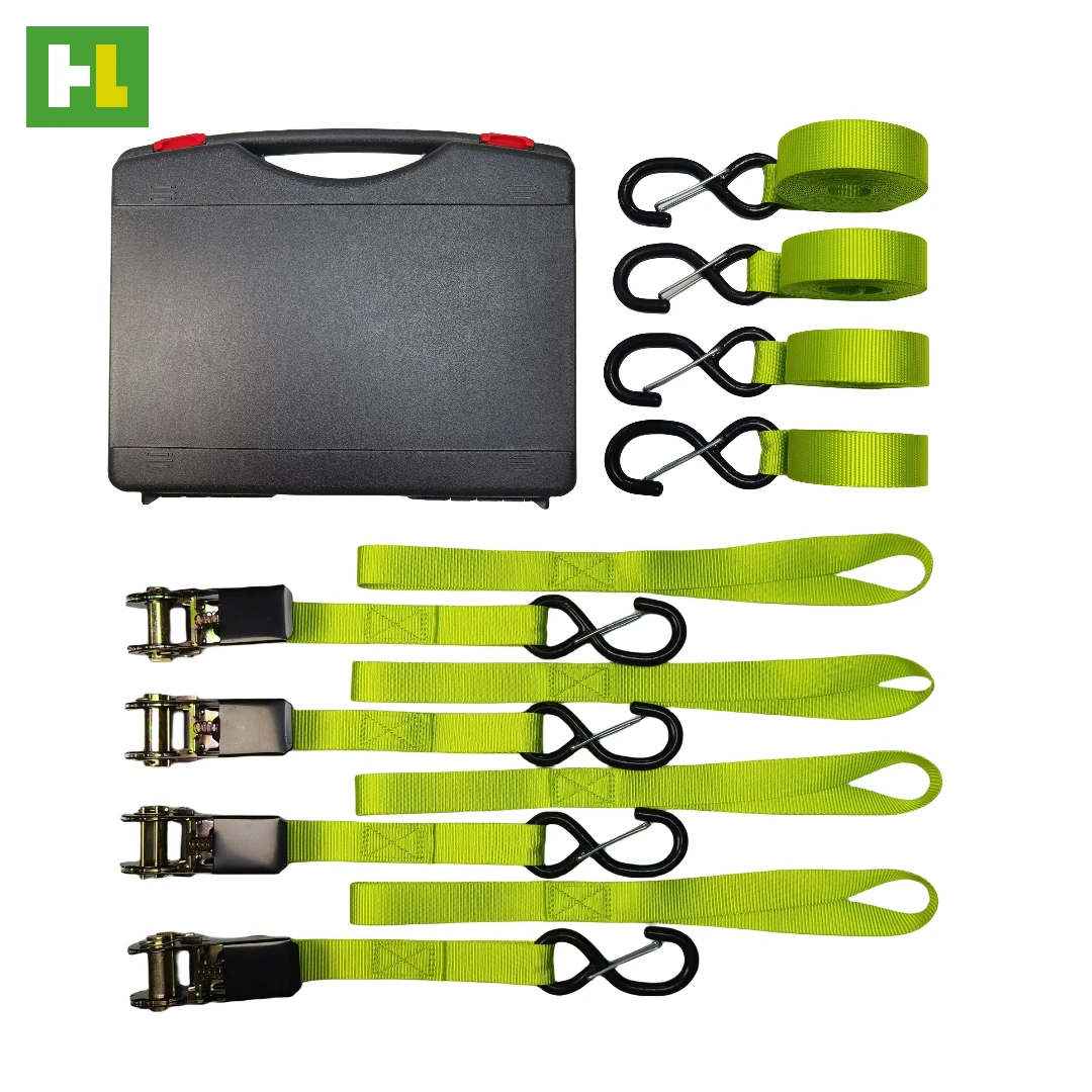 OEM Ratchet Strap Kit 4 pack 1500lb  Motorcycle Straps Tie Downs Set 1 inch 15ft Cargo Straps for Trucks