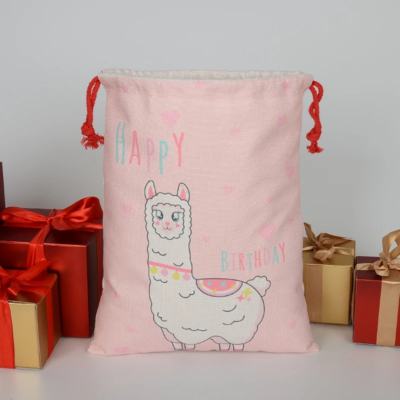 
High King 33x42cm sublimation Linen baby birthday bag party bags for kids birthdays party packs bags birthday 