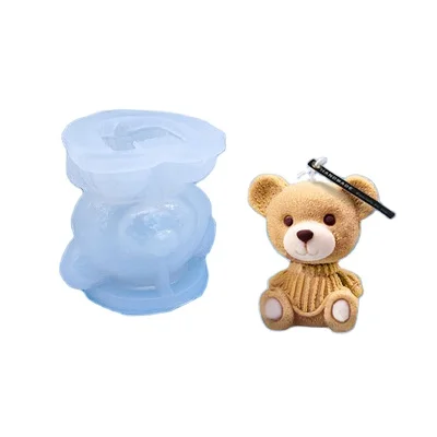 Milk tea coffee ice hockey aromatherapy candle gypsum bear mold  Cartoon animal bear ice silicone mold