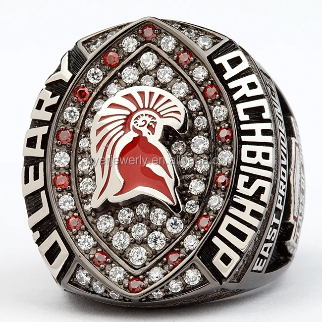 Factory design 3D custom shinny award gift football championship ring in black finished