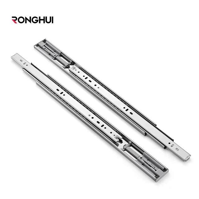Ronghui 3-fold Full Extension Sliding Drawer Slide Push To Open Rebound Ball Bearing Slide Rails