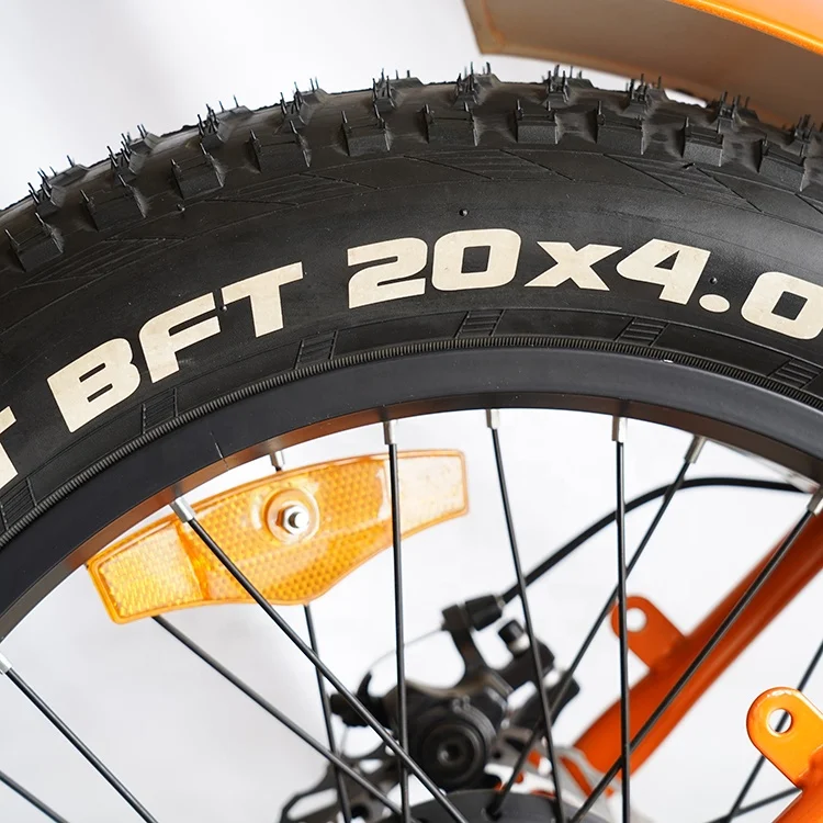 Hot sale 20inch fat tire orange frame folding mini ebike fat tyre electric bike
