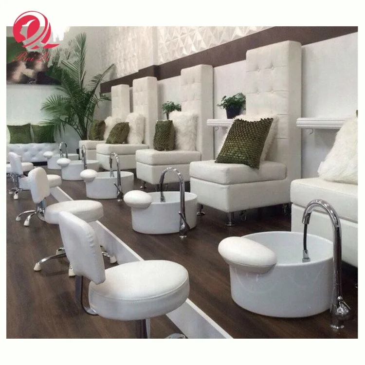Nail spa salon furniture luxury ceramic bowl foot spa pedicure chair high back king throne chair