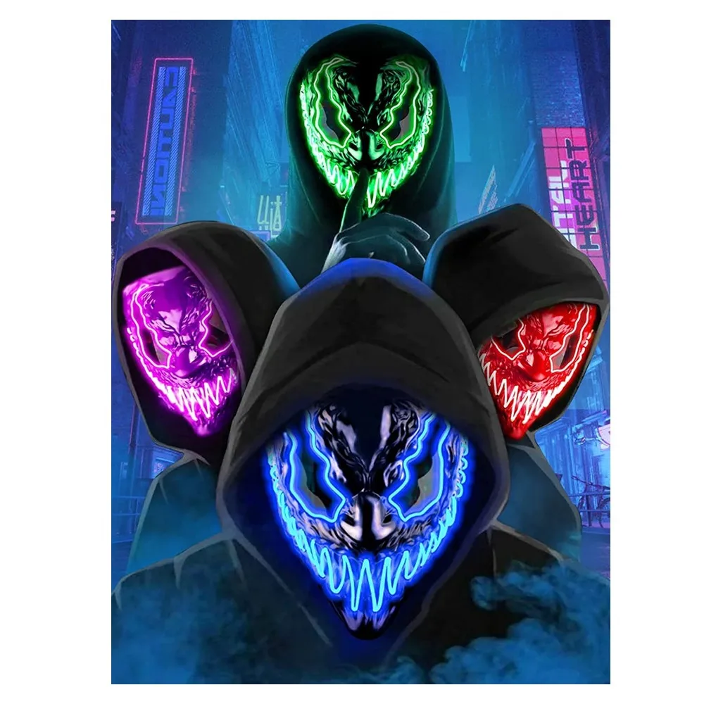 Светящаяся в темноте маска для косплея костюм на день рождения свадьбу светящаяся Хэллоуин СВЕТОДИОДНАЯ