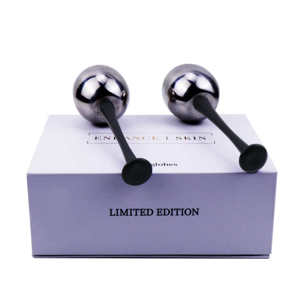 Custom Logo And Low Moq Stainless Steel Metal Ice Globes With Black Plastic Handle