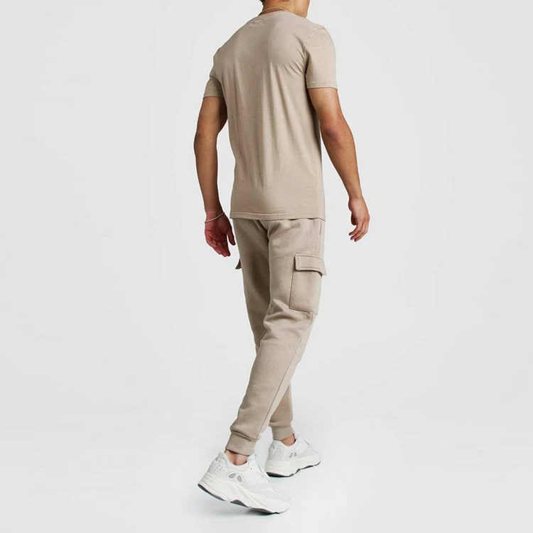 OEM wholesale fashion mens skinny fit jogger style fleece sweatpants with cargo utility pockets