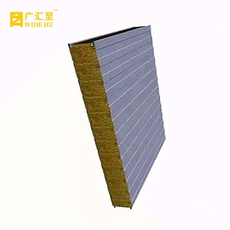 Low cost roofing materials prefabricated sound heat insulated metal rock wool sandwich panel