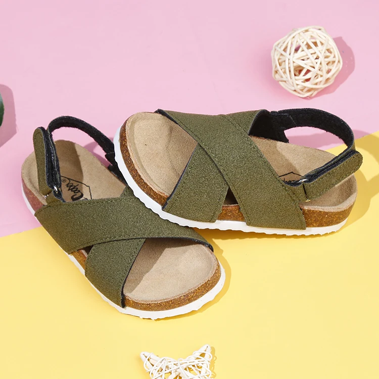 
Hot High Quality Magic Sticker Kids Summer Sandal Shoes Cork Soles Comfortable Sandals 