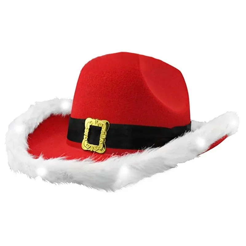 Black Belt Cowboy Hat Red Western Santa Claus Hat Belt Cowboy Christmas Hat