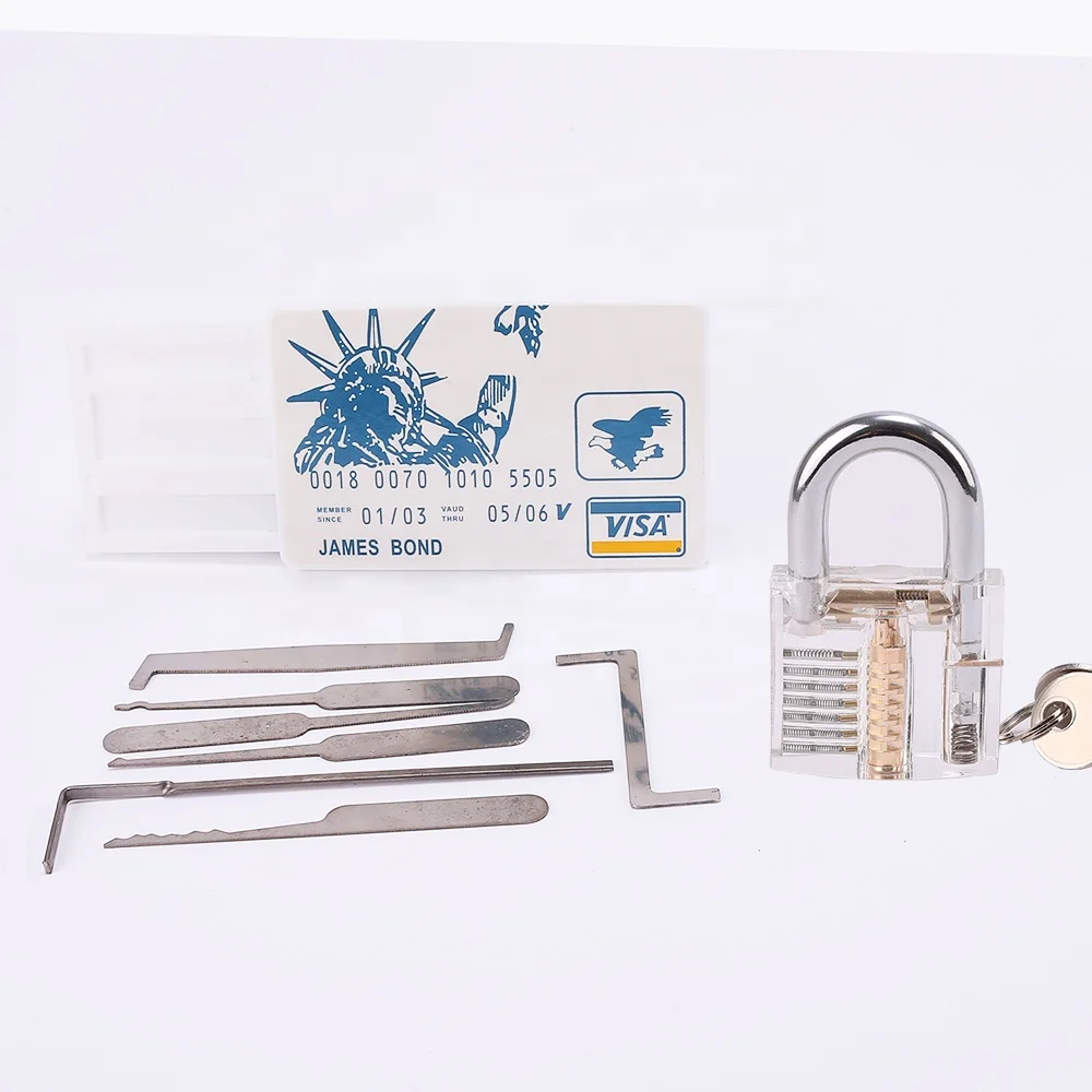 New Locksmith JAMES BOND stainless Credit Card Lock Pick Set Portable Practice Tool Kit