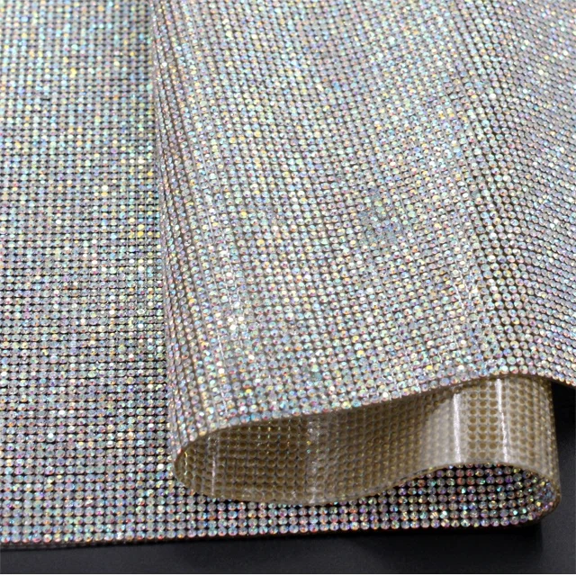 
Wholesale bling bling 2mm diamond mesh trimming crystal AB rhinestone sheet for decorative 