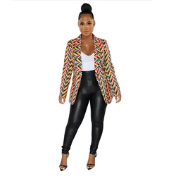 Fall 2023 women clothes women clothing Fashion printed button long sleeves womens suits