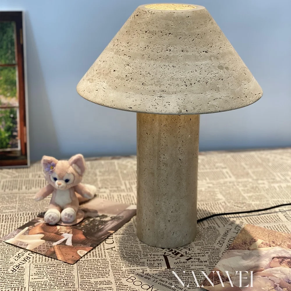 NANWEI Modern Natural Beige Travertine Marble Lamps Custom for Wholesales