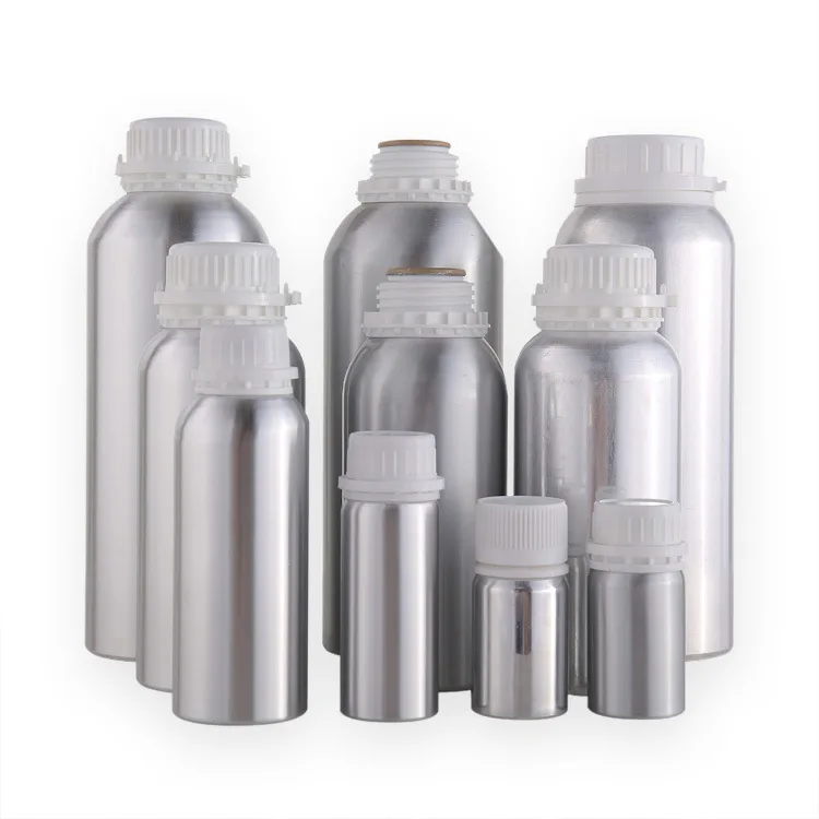 Hot Sale Aluminum Bottle 30 ml 500 ml 1000 ml 1 L Empty Metal Aluminum Essential Oil Bottle with Tamper Evident Lid