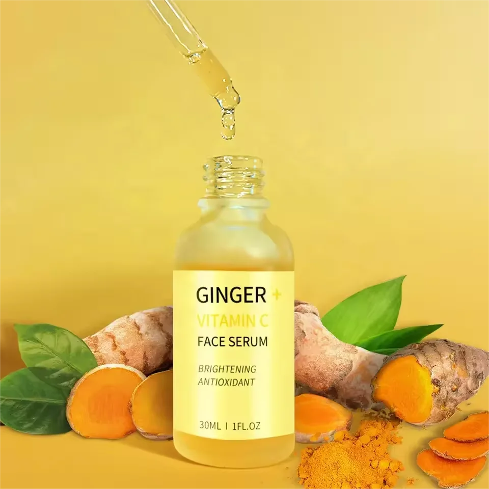 OEM Private Label Ginger Dark Spots Vegan Herbal Extract Vitamin C acne treatment Turmeric Serum