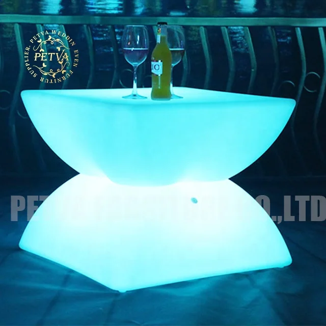 Wholesale bar led chair cube and table set furniture plastic bar table led lights night club